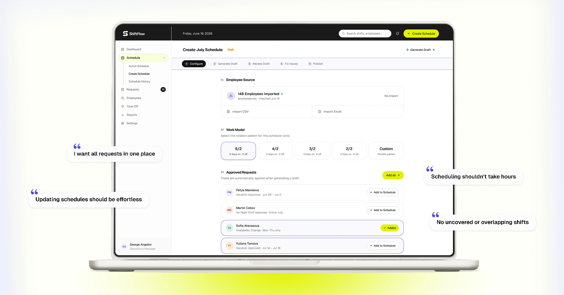 ShiftFlow insights view